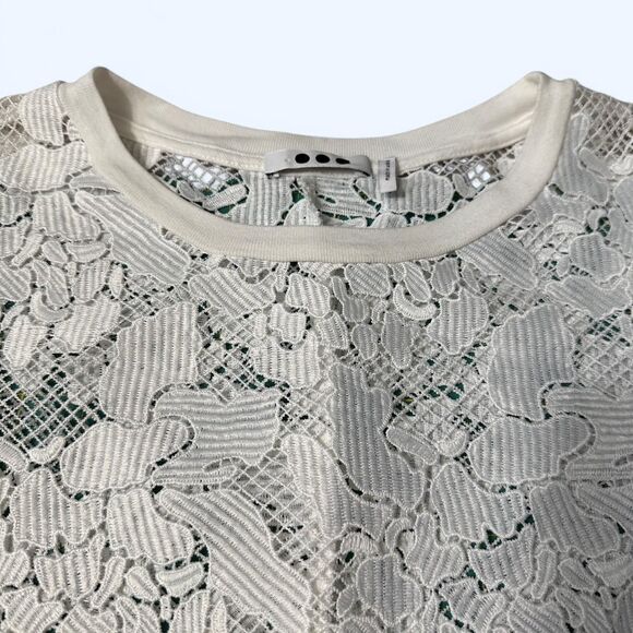 Three Dots White Floral Lace Tee – Size Small - Picture 2 of 7